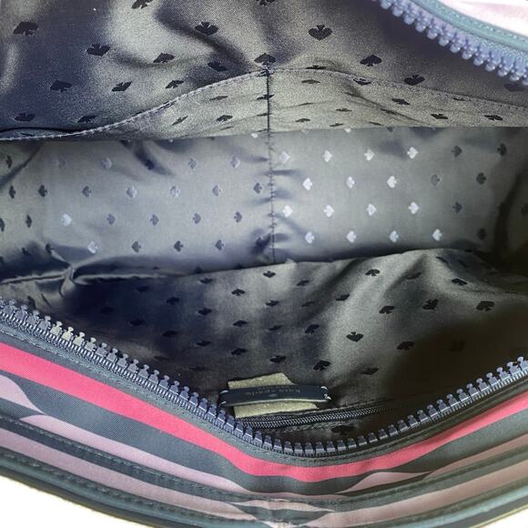 NEW KATE SPADE Jae Nylon Striped Lip Print Large Tote Shoulder Bag Purse Novelty - Picture 8 of 8